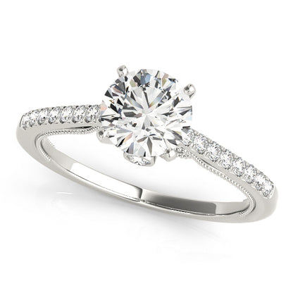 14K White Gold Engagement Rings Single Row Prong Set With 0.36 TCW Diamond (SI1-SI2, G-H)