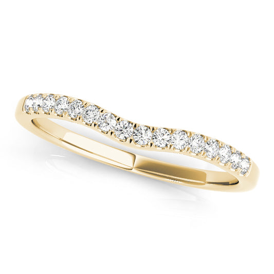 14K Yellow Gold Wedding Bands Curved Bands With 0.12 TCW Diamond (SI1-SI2, G-H)