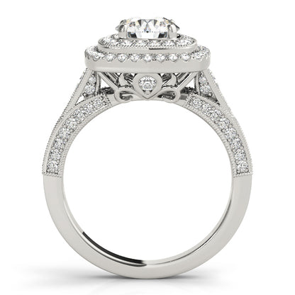 14K White Gold Engagement Rings Halo Round With 0.22 TCW Diamond (SI2, H-I)