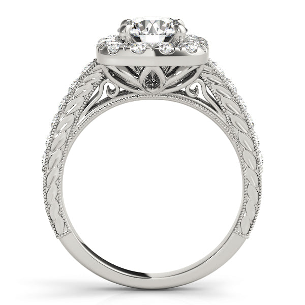 14K White Gold Engagement Rings Halo Round With 0.40 TCW Diamond (I1, H-I)