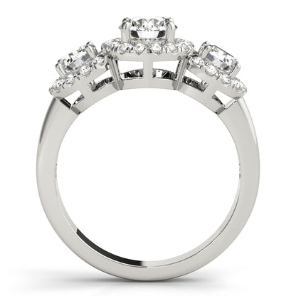 14K White Gold Engagement Rings 3 Stone Round With 1.27 TCW Diamond (SI1-SI2, G-H)