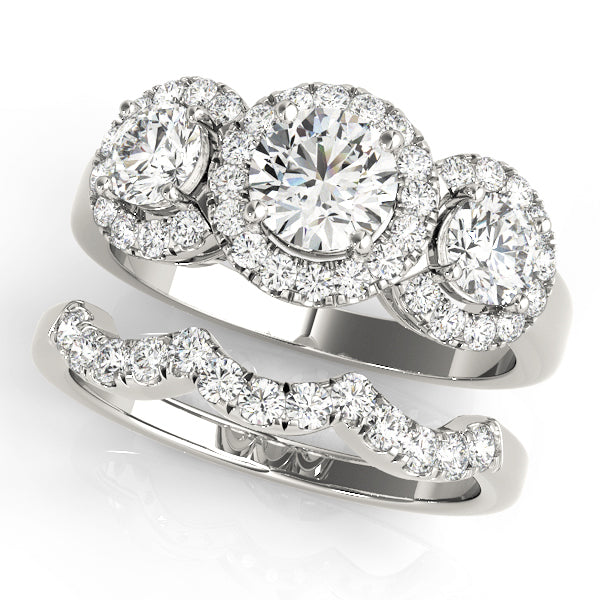 14K White Gold Engagement Rings 3 Stone Round With 1.27 TCW Diamond (SI1-SI2, G-H)