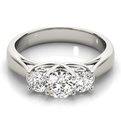 14K White Gold Engagement Rings 3 Stone Round With 0.24 TCW Diamond (SI1-SI2, G-H)