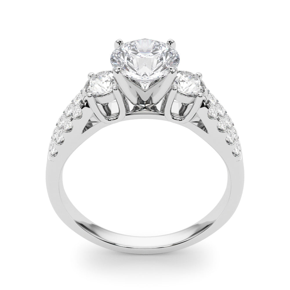 14K White Gold Engagement Rings 3 Stone Round With 0.50 TCW Diamond (SI1-SI2, G-H)