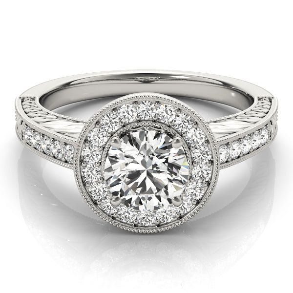 14K White Gold Engagement Rings Halo Round With 1.56 TCW Diamond (SI2, H-I)