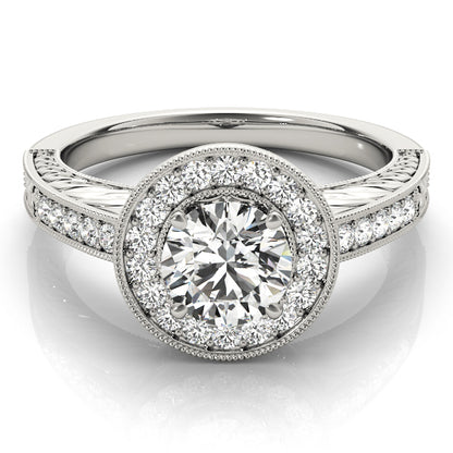14K White Gold Engagement Rings Halo Round With 1.56 TCW Diamond (SI2, H-I)