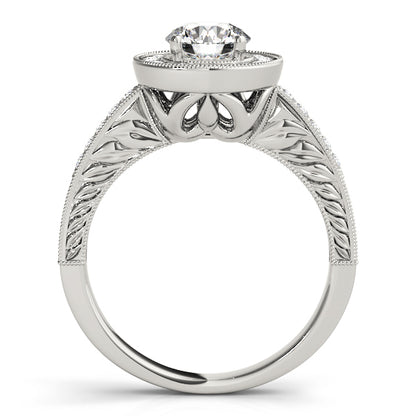14K White Gold Engagement Rings Halo Round With 1.56 TCW Diamond (SI2, H-I)