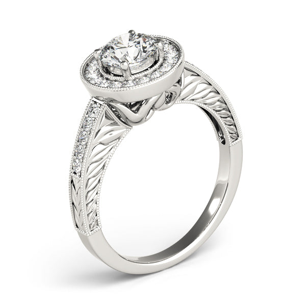 14K White Gold Engagement Rings Halo Round With 1.56 TCW Diamond (SI2, H-I)