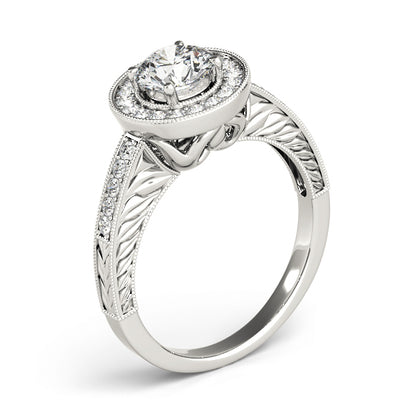14K White Gold Engagement Rings Halo Round With 1.56 TCW Diamond (SI2, H-I)