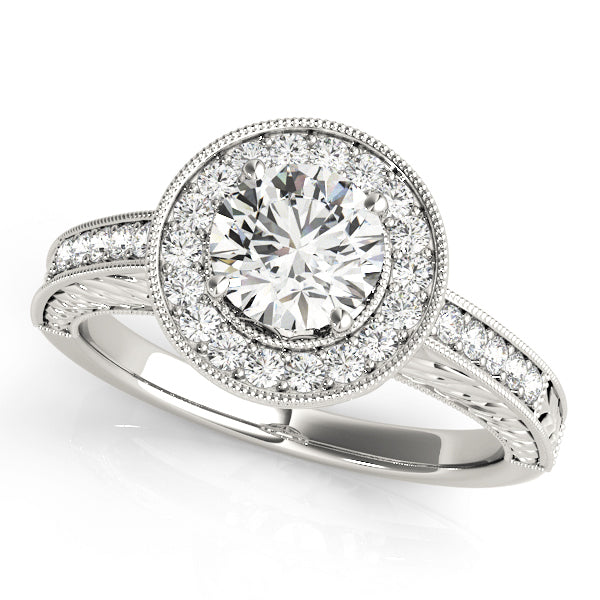 14K White Gold Engagement Rings Halo Round With 1.56 TCW Diamond (SI2, H-I)