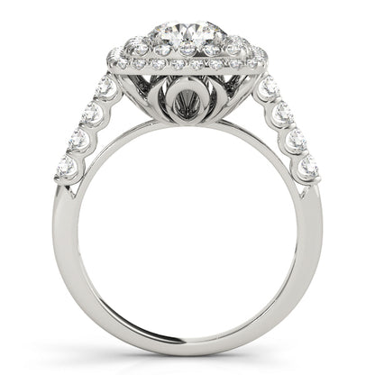 14K White Gold Engagement Rings Halo Round With 0.89 TCW Diamond (SI2, H-I)