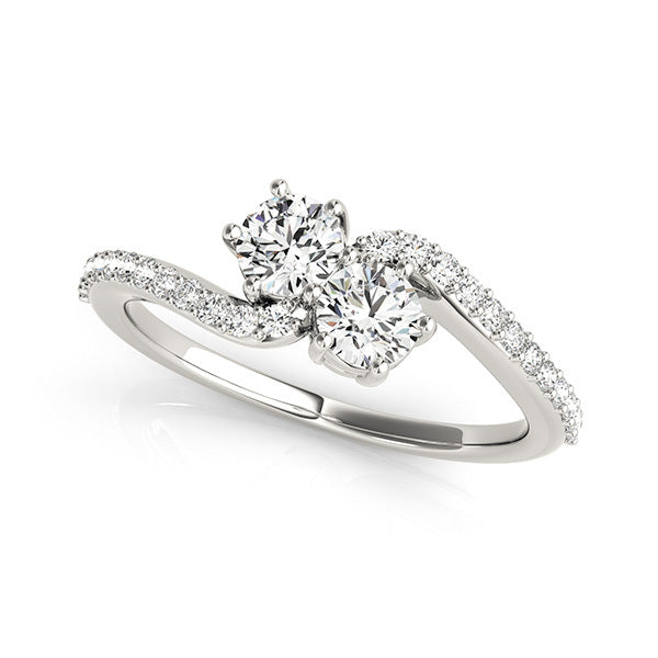 14K White Gold Two Stone Ring With 0.99 TCW Diamond (SI2, H-I)