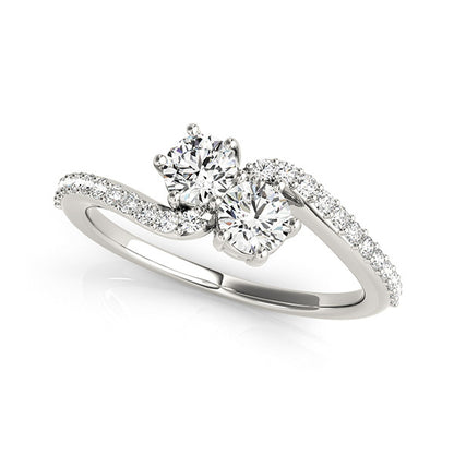 14K White Gold Two Stone Ring With 0.99 TCW Diamond (SI2, H-I)
