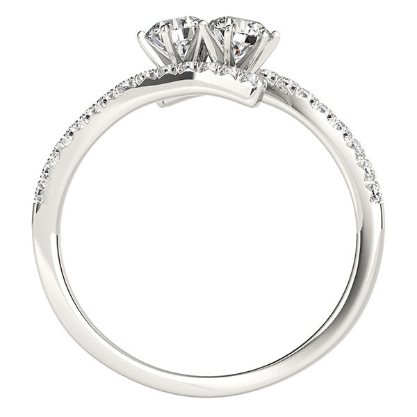 14K White Gold Two Stone Ring With 0.76 TCW Diamond (SI1-SI2, G-H)