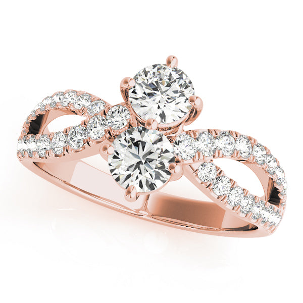 14K Rose Gold Two Stone Ring With 0.36 TCW Diamond (SI1-SI2, G-H)