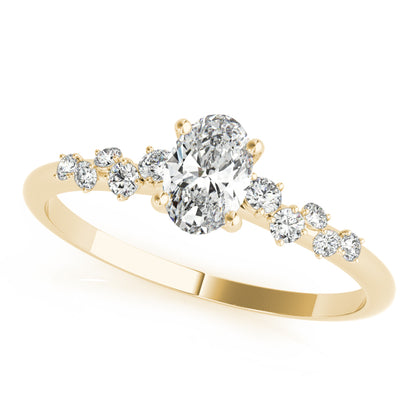 14K Yellow Gold Fashion Rings Oval With 0.11 TCW Diamond (SI2, H-I)