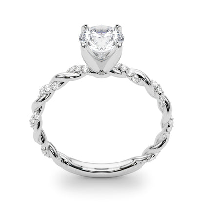 14K White Gold Engagement Ring With Twisted  Shank With 0.19 TCW Diamond (SI1-SI2, G-H)