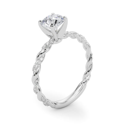 14K White Gold Engagement Ring With Twisted  Shank With 0.19 TCW Diamond (SI1-SI2, G-H)