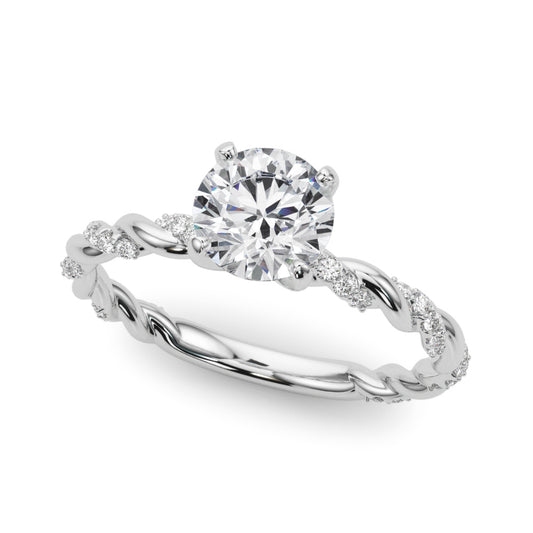 14K White Gold Engagement Ring With Twisted  Shank With 0.19 TCW Diamond (SI1-SI2, G-H)