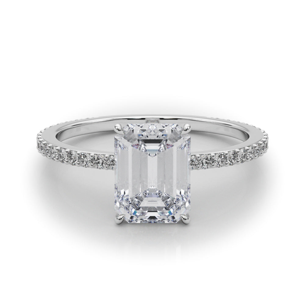 14K White Gold Hidden Halo Emerald Cut Center Single Row With 1.78 TCW Diamond (SI1-SI2, G-H)
