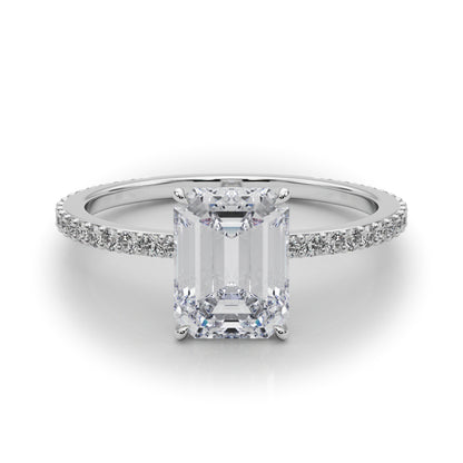 14K White Gold Hidden Halo Emerald Cut Center Single Row With 1.78 TCW Diamond (SI1-SI2, G-H)