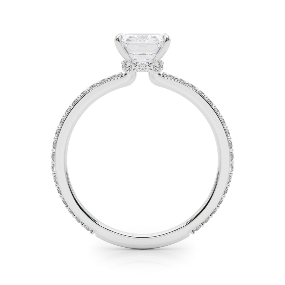 14K White Gold Hidden Halo Emerald Cut Center Single Row With 1.78 TCW Diamond (SI1-SI2, G-H)