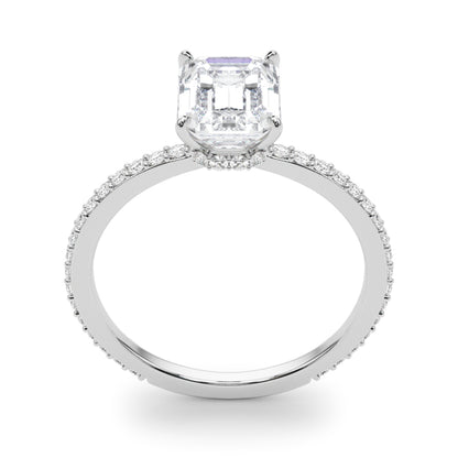 14K White Gold Hidden Halo Emerald Cut Center Single Row With 1.78 TCW Diamond (SI1-SI2, G-H)