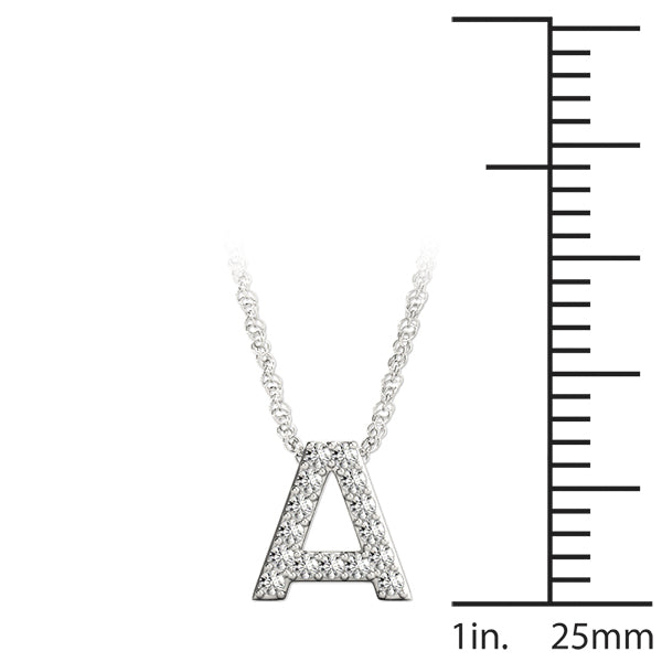 14K White Gold 1/15 Cttw A Initial With 0.07 TCW Diamond (I3 H-J)