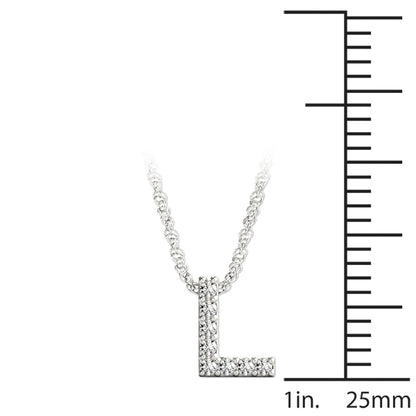 14K White Gold 1/20 Cttw L Initial With 0.04 TCW Diamond (I3 H-J)