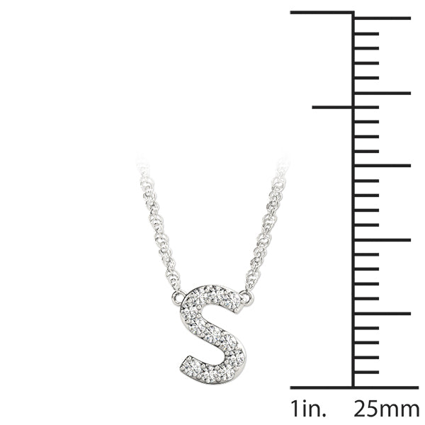 14K White Gold 1/20 Cttw S Initial With 0.05 TCW Diamond (I3 H-J)