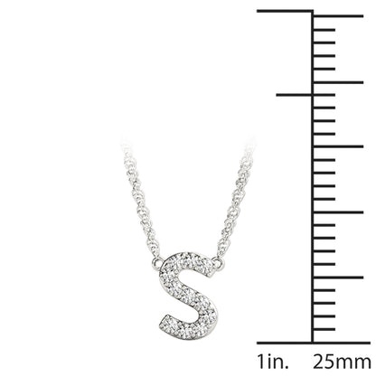 14K White Gold 1/20 Cttw S Initial With 0.05 TCW Diamond (I3 H-J)