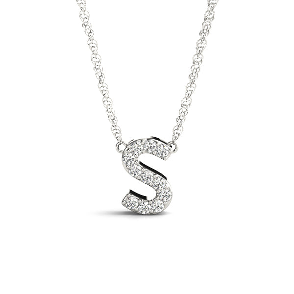 14K White Gold 1/20 Cttw S Initial With 0.05 TCW Diamond (I3 H-J)