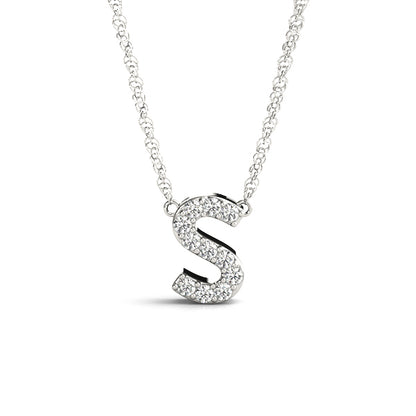 14K White Gold 1/20 Cttw S Initial With 0.05 TCW Diamond (I3 H-J)