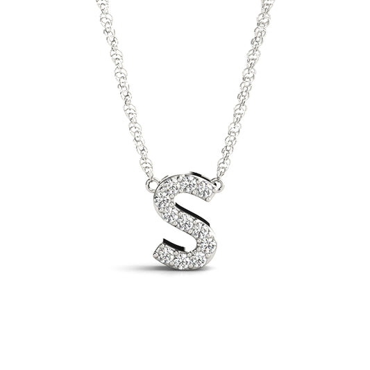 14K White Gold 1/20 Cttw S Initial With 0.05 TCW Diamond (I3 H-J)