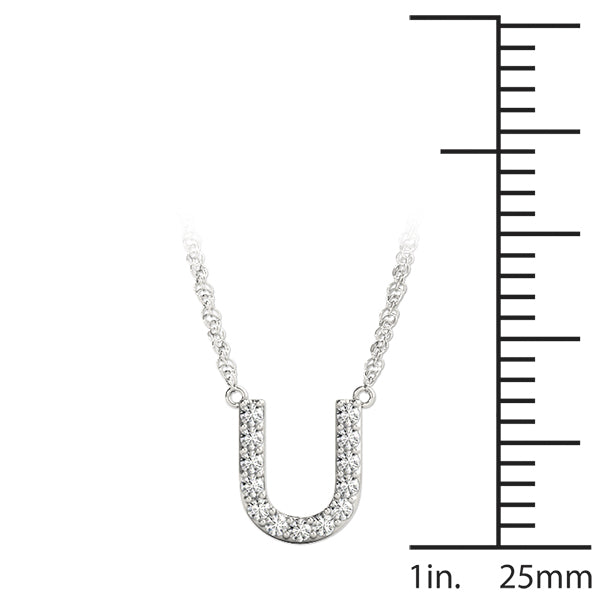 14K White Gold 1/15 Cttw U Initial With 0.06 TCW Diamond (I3 H-J)