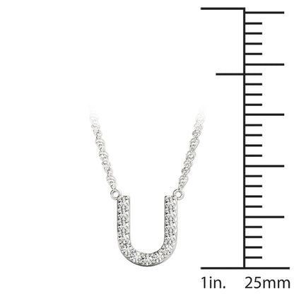 14K White Gold 1/15 Cttw U Initial With 0.06 TCW Diamond (I3 H-J)