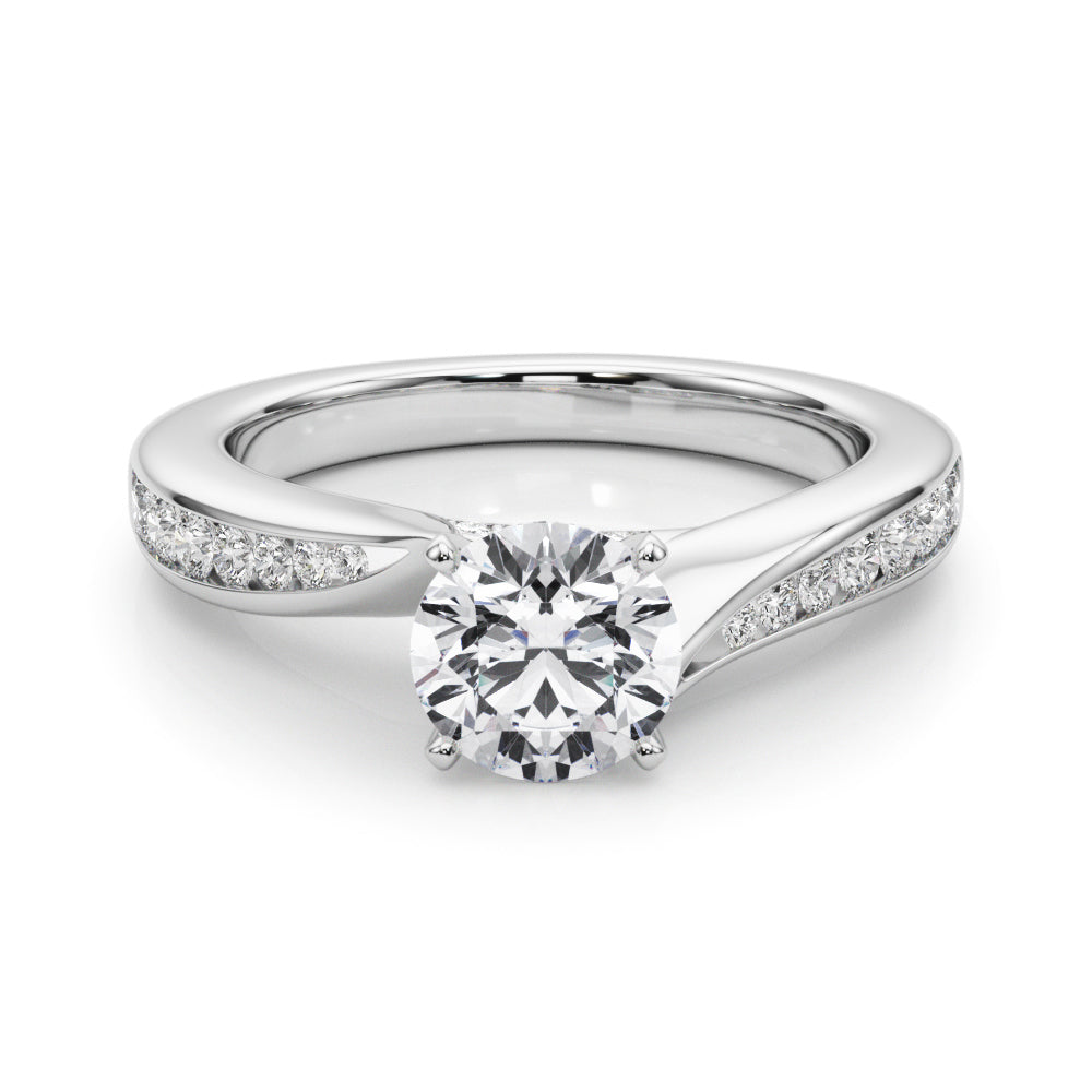 14K White Gold Engagement Rings Single Row Prong Set With 0.08 TCW Diamond (SI1-SI2, G-H)