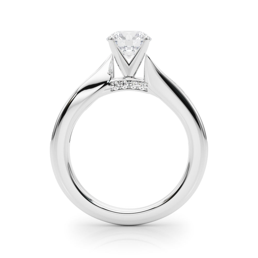 14K White Gold Engagement Rings Single Row Prong Set With 0.08 TCW Diamond (SI1-SI2, G-H)