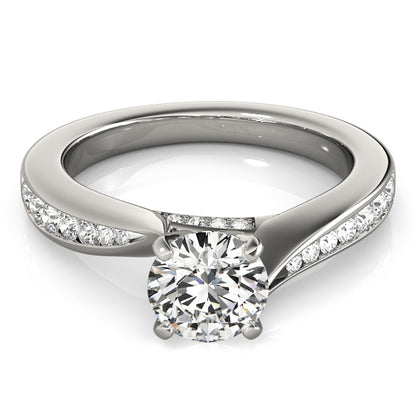 14K White Gold Engagement Rings Single Row Prong Set With 0.08 TCW Diamond (SI1-SI2, G-H)