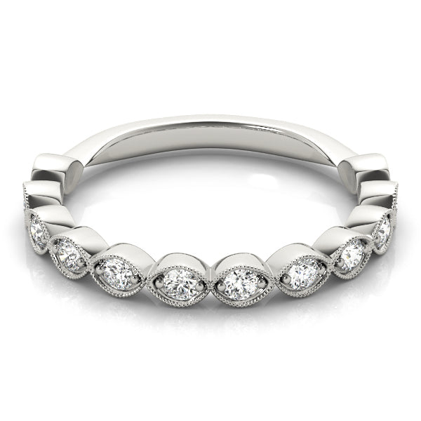 14K White Gold Wedding Band With 0.40 TCW Diamond (SI1-SI2, G-H)