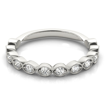 14K White Gold Wedding Band With 0.40 TCW Diamond (SI1-SI2, G-H)