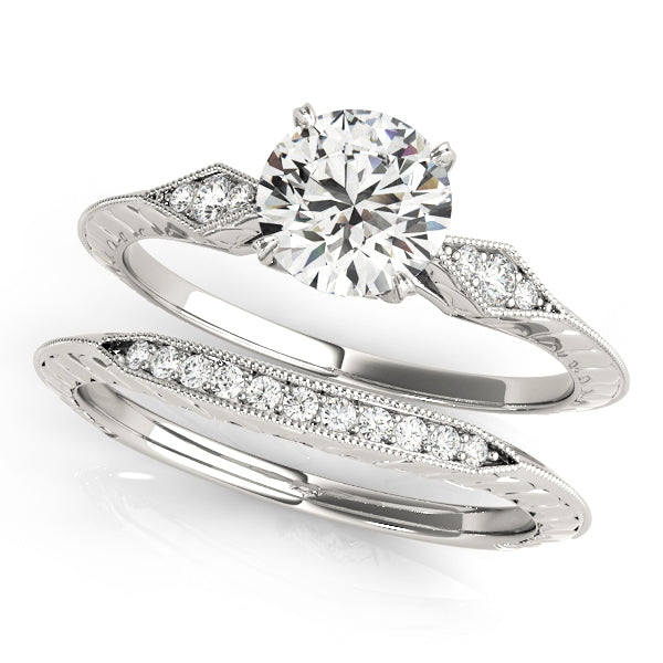 14K White Gold Engagement Ring With 0.08 TCW Diamond (SI1-SI2, G-H)