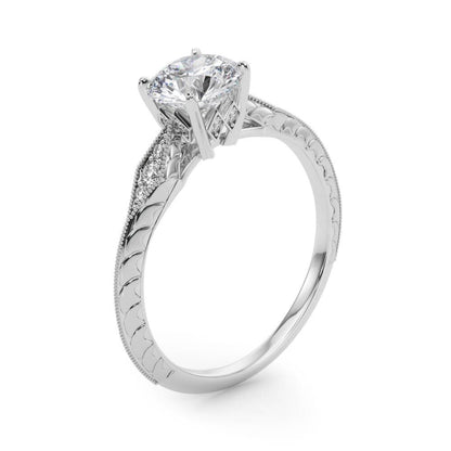 14K White Gold Engagement Ring With 0.08 TCW Diamond (SI1-SI2, G-H)