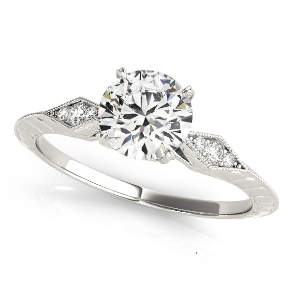 14K White Gold Engagement Ring With 0.08 TCW Diamond (SI1-SI2, G-H)
