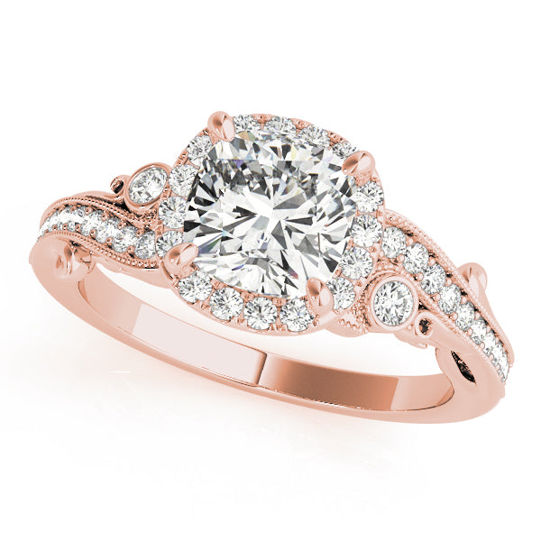 14K Rose Gold Engagement Rings Antique With 0.15 TCW Diamond (SI1-SI2, G-H)