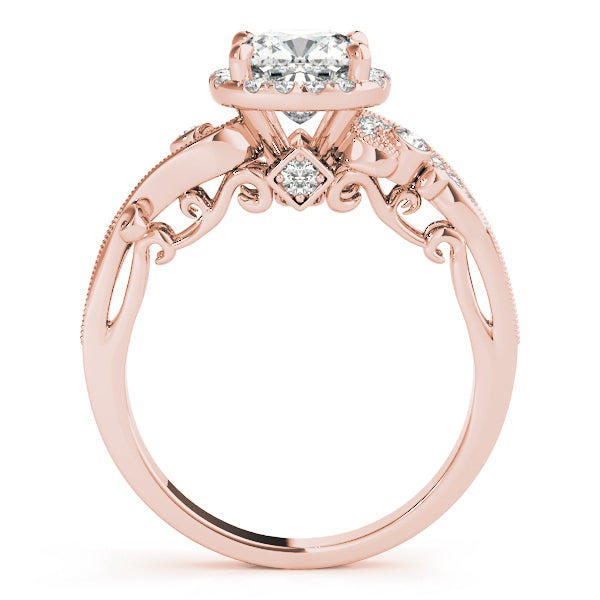 14K Rose Gold Engagement Rings Antique With 0.15 TCW Diamond (SI1-SI2, G-H)