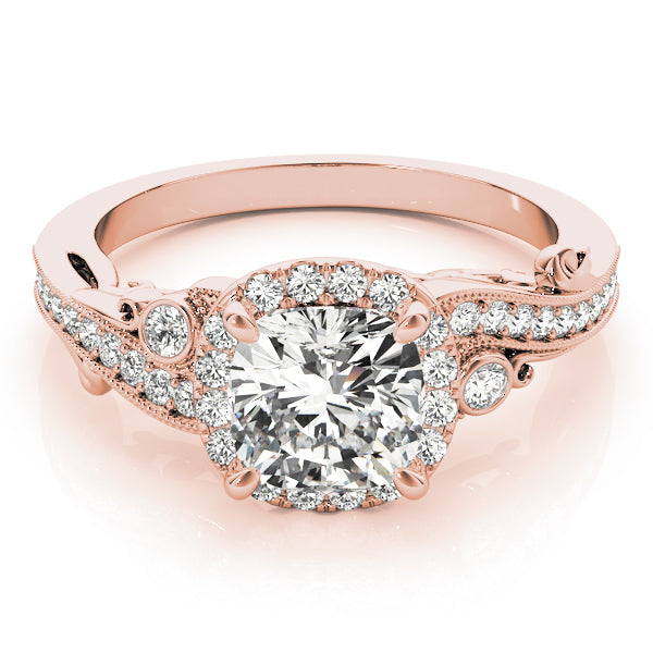 14K Rose Gold Engagement Rings Antique With 0.15 TCW Diamond (SI1-SI2, G-H)