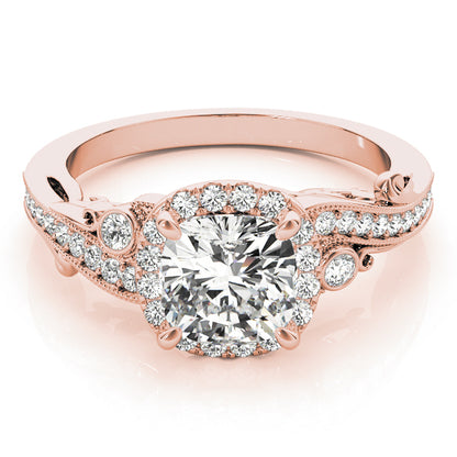 14K Rose Gold Engagement Rings Antique With 0.15 TCW Diamond (SI1-SI2, G-H)