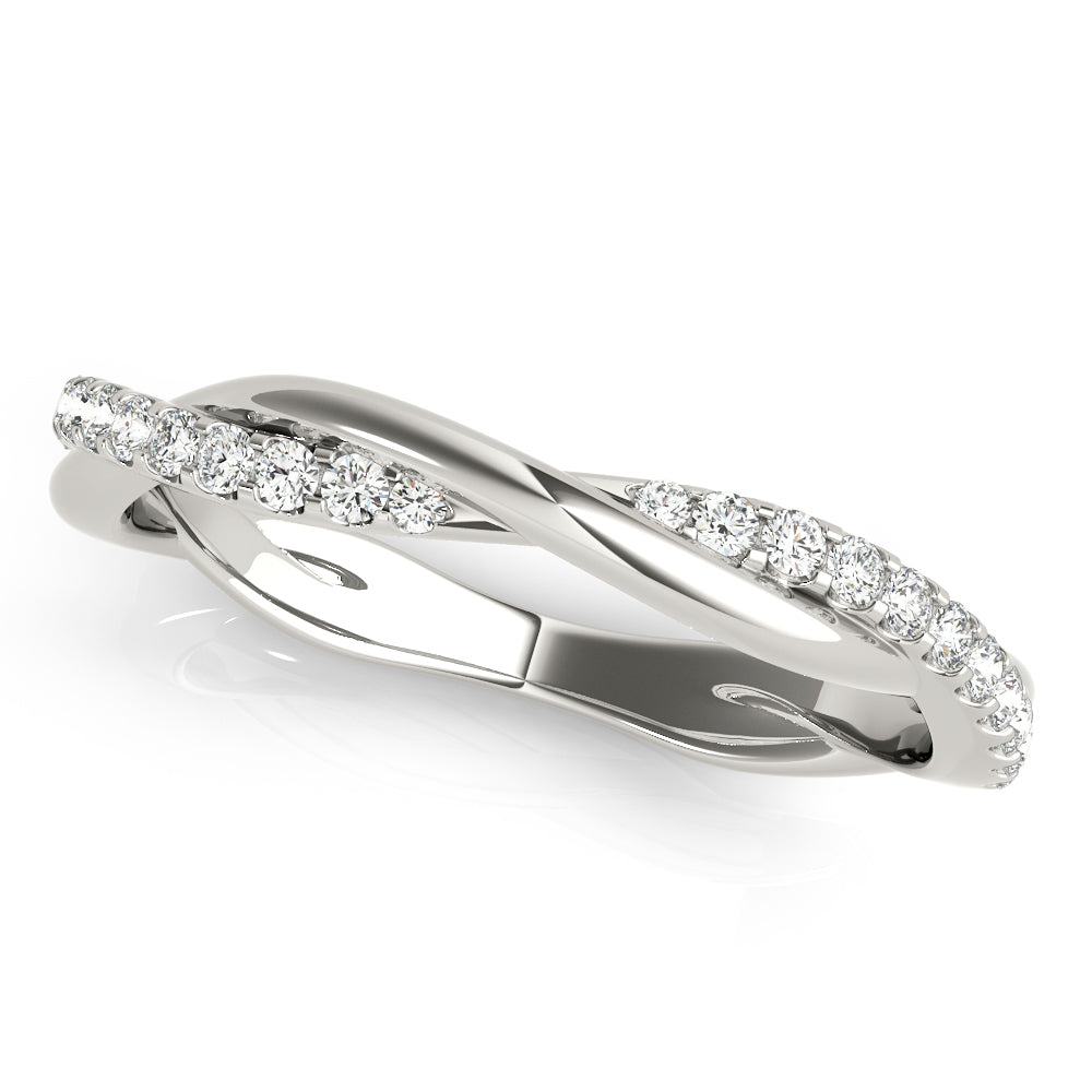 14K White Gold Twisted Dia Wedding Band With 0.16 TCW Diamond (SI1-SI2, G-H)
