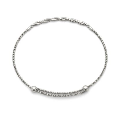 14K White Gold Diamond Gold Twist Bracelet With 0.05 TCW Diamond (SI2, H-I)